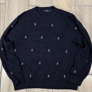J. Crew Dark Blue Anchor Crewneck Sweater men’s xl